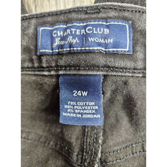 Charter Club Plus Size 24W Lexington Straight Black Grey Denim Jeans - Picture 5 of 11